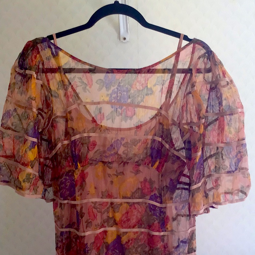 Free People Rare Chiffon Long Gone Cotton Slip Stunning Lovely Beautiful Dress